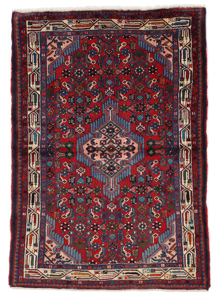  Persian Hamadan Rug 105X150 Black/Dark Red Carpetvista