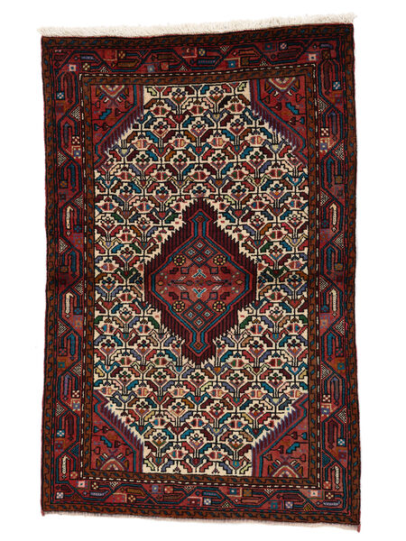  Persischer Hamadan Teppich 100X160 Schwarz/Dunkelrot (Wolle, Persien/Iran)