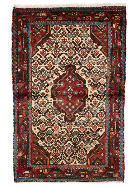 102X162 Hamadan Vloerkleed Oosters Zwart/Donkerrood (Wol, Perzië/Iran) Carpetvista