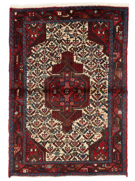  Persisk Hamadan Teppe 100X142 Svart/Mørk Rød Carpetvista