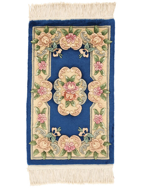 51X85 China 90 Line Vloerkleed Oosters Beige/Donkerblauw (Wol, China) Carpetvista