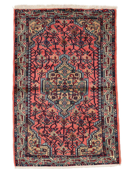 Hamadan Tæppe 80X120 Sort/Rød Uld, Persien/Iran Carpetvista