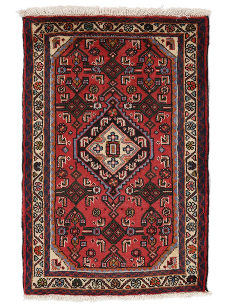 60X93 Asadabad Vloerkleed Oosters Zwart/Donkerrood (Wol, Perzië/Iran) Carpetvista