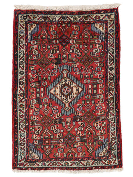 Asadabad Teppe 60X88 Svart/Mørk Rød Ull, Persia/Iran Carpetvista