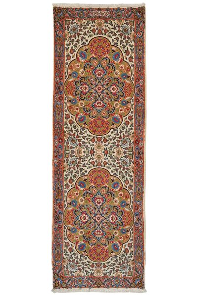 Kerman Teppich 74X221 Läufer Braun/Dunkelrot Wolle, Persien/Iran