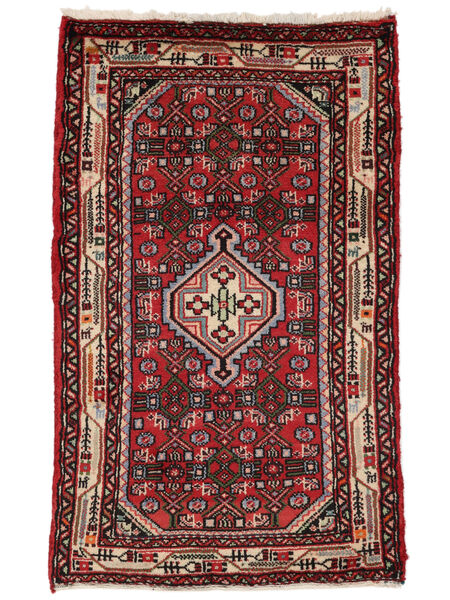  Hamadan Alfombra 60X90 Persa De Lana Negro/Rojo Oscuro Pequeño Carpetvista