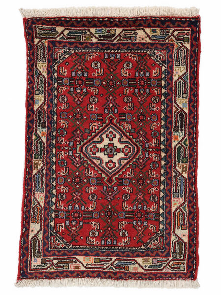 60X90 Alfombra Hamadan Oriental Negro/Rojo Oscuro (Lana, Persia/Irán) Carpetvista