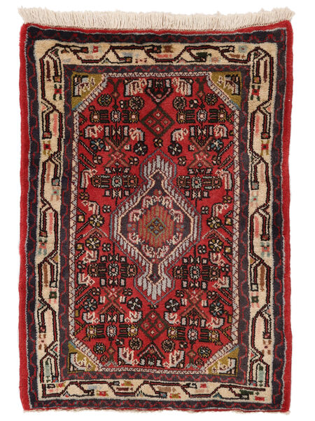 60X85 Asadabad Teppich Orientalischer Schwarz/Dunkelrot (Wolle, Persien/Iran) Carpetvista