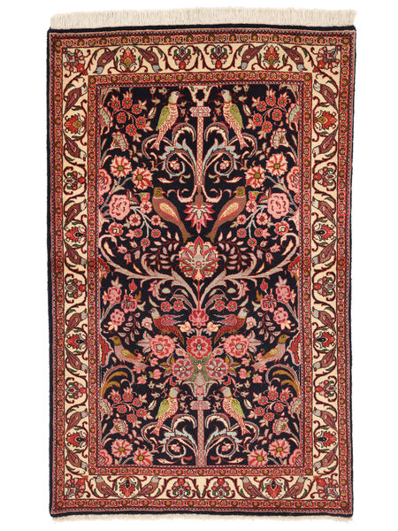 89X144 Bidjar Vloerkleed Oosters Zwart/Donkerrood (Wol, Perzië/Iran) Carpetvista