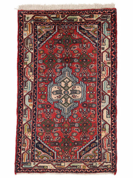 60X100 Alfombra Asadabad Oriental Negro/Rojo Oscuro (Lana, Persia/Irán) Carpetvista