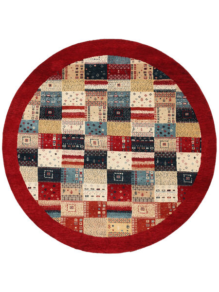  Ø 190 Gabbeh Loribaft Vloerkleed Rond Donkerrood/Zwart India Carpetvista