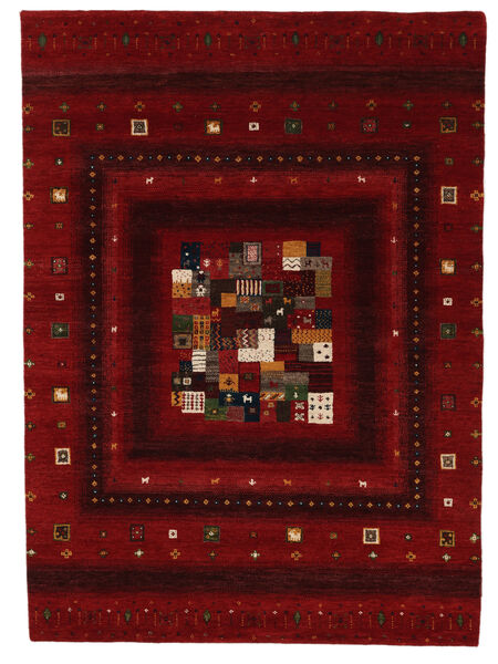  ギャッベ Loribaft 絨毯 143X196 ウール ブラック/ダークレッド 小 Carpetvista