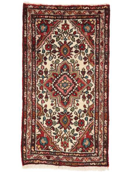 Hamadan Rug 51X95 Black/Dark Red Wool, Persia/Iran Carpetvista