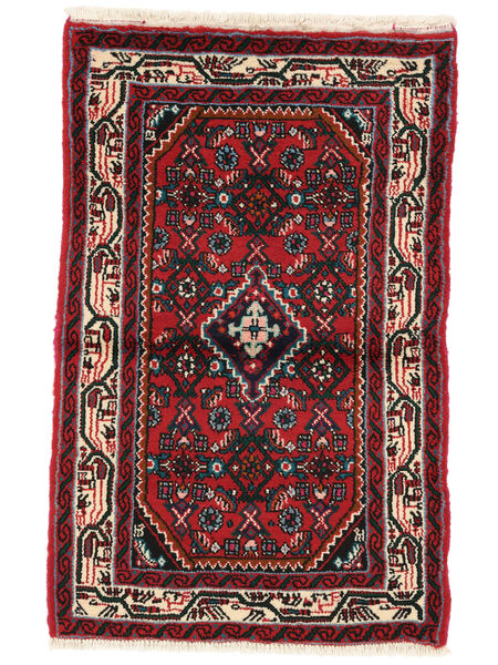 Hamadan Teppich 75X112 Schwarz/Dunkelrot Wolle, Persien/Iran Carpetvista