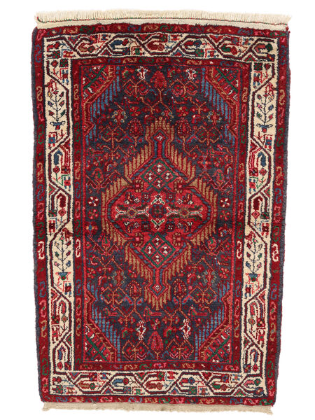  Hamadan Tappeto 94X144 Persiano Di Lana Rosso Scuro/Nero Piccolo Carpetvista