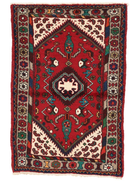  83X123 Hamadan Tæppe Sort/Mørkerød Persien/Iran Carpetvista