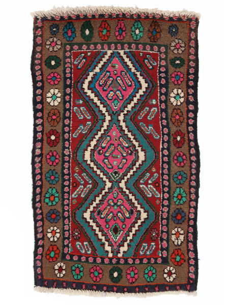  Orientalischer Hamadan Teppich 60X100 Schwarz/Dunkelrot Wolle, Persien/Iran Carpetvista