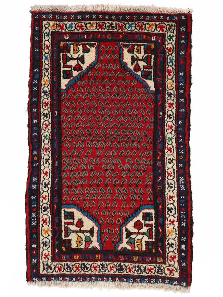 62X105 Tappeto Orientale Hamadan Nero/Rosso Scuro (Lana, Persia/Iran) Carpetvista