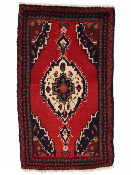 62X106 Dywan Orientalny Hamadan Czarny/Ciemnoczerwony (Wełna, Persja/Iran) Carpetvista