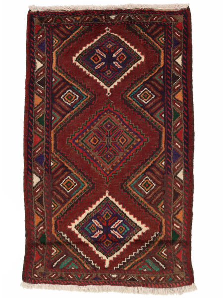 Alfombra Oriental Hamadan 74X125 Negro/Rojo Oscuro (Lana, Persia/Irán)