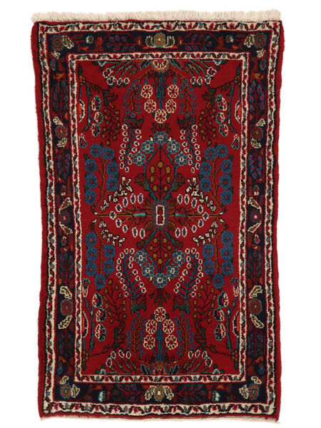 75X130 Lillian Vloerkleed Oosters Zwart/Donkerrood (Wol, Perzië/Iran) Carpetvista