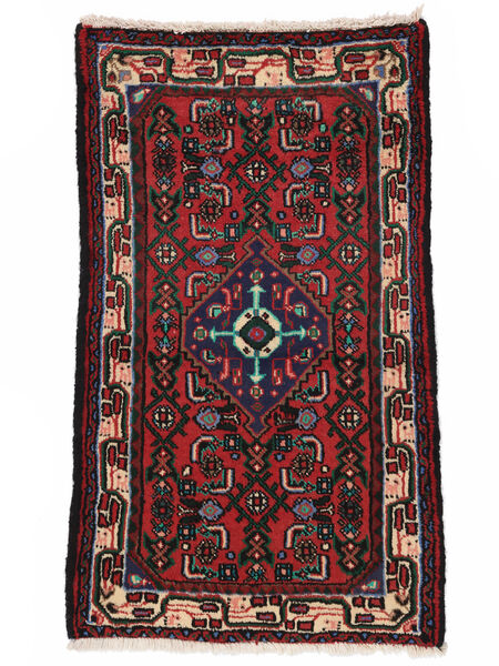  Hamadan Rug 68X114 Persian Wool Black/Dark Red Small Carpetvista