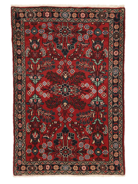  Lillian Tapete 77X120 Persa Lã Preto/Vermelho Escuro Pequeno Carpetvista