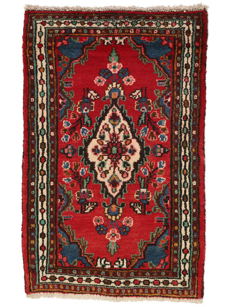 67X105 Alfombra Hamadan Oriental Negro/Rojo Oscuro (Lana, Persia/Irán) Carpetvista