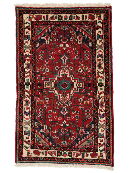  Hamadan Dywan 92X148 Perski Wełniany Czarny/Ciemnoczerwony Mały Carpetvista