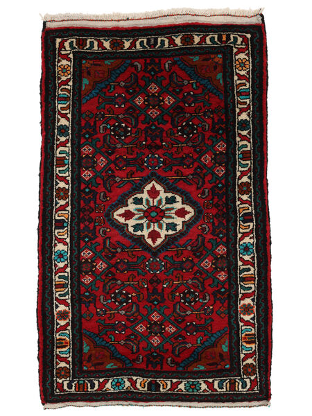  Oosters Hamadan Vloerkleed 80X130 Zwart/Donkerrood Wol, Perzië/Iran Carpetvista