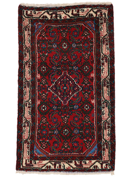 Hamadan Rug 75X130 Black/Dark Red Wool, Persia/Iran Carpetvista