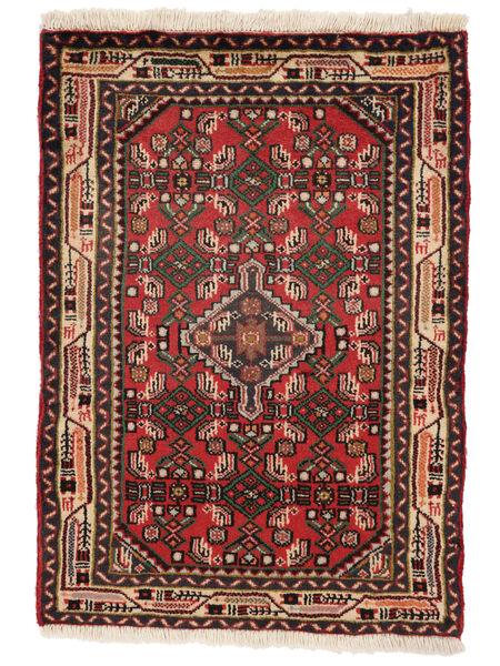 Hamadan Teppich 65X92 Schwarz/Dunkelrot Wolle, Persien/Iran Carpetvista