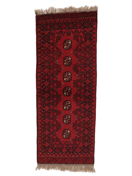 50X140 Afghan Fine Rug Oriental Runner
 Black/Dark Red (Wool, Afghanistan) Carpetvista