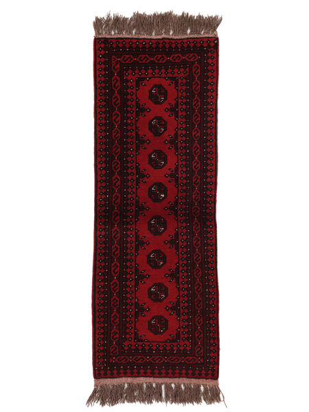  Afghan Fine Alfombra 50X140 De Lana Negro/Rojo Oscuro Pequeño Carpetvista