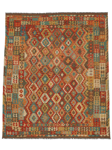  260X303 Kelim Afghan Old Style Matta Brun/Mörkröd Afghanistan Carpetvista