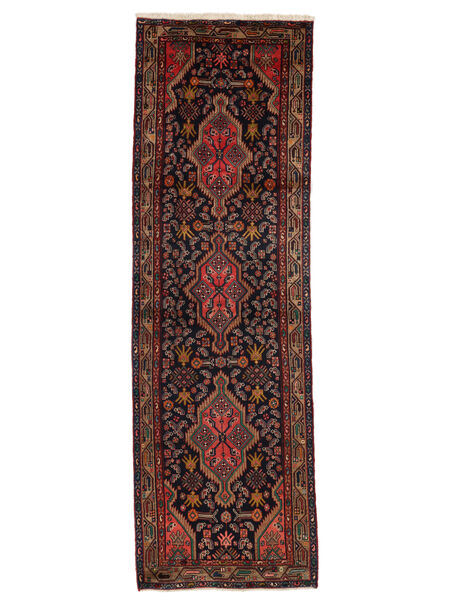 111X350 Tapete Oriental Hamadã Passadeira Preto/Vermelho Escuro (Lã, Pérsia/Irão) Carpetvista