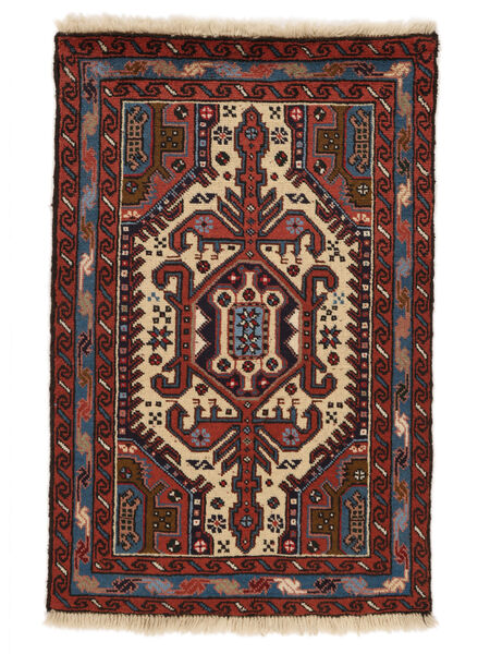  69X106 Ardebil Vloerkleed Zwart/Donkerrood Perzië/Iran Carpetvista