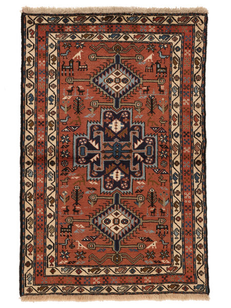  Oosters Ardebil Vloerkleed 100X155 Zwart/Donkerrood Wol, Perzië/Iran Carpetvista