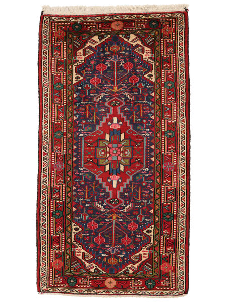 74X137 Dywan Hamadan Orientalny Czarny/Ciemnoczerwony (Wełna, Persja/Iran) Carpetvista