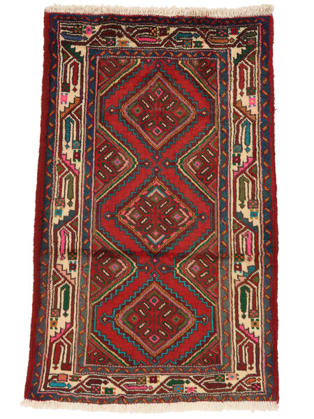 70X120 Tapete Hamadã Oriental Preto/Vermelho Escuro (Lã, Pérsia/Irão) Carpetvista