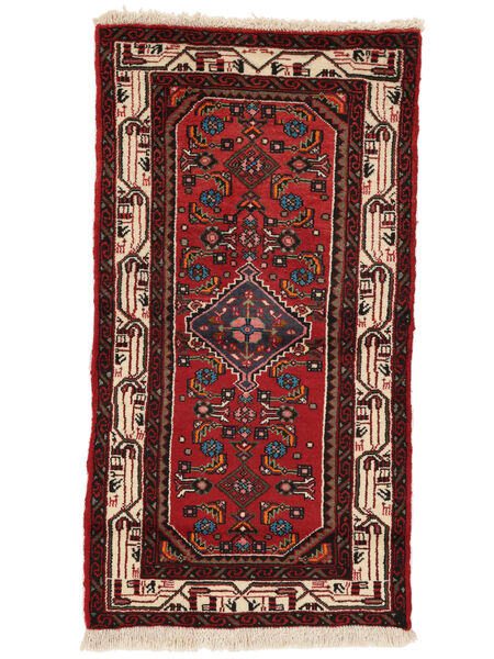  65X123 Hamadan Vloerkleed Zwart/Donkerrood Perzië/Iran Carpetvista