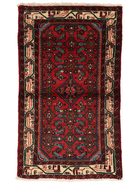  Hamadan Covor 70X120 Persan Lână Negru/Dark Red Mic Carpetvista