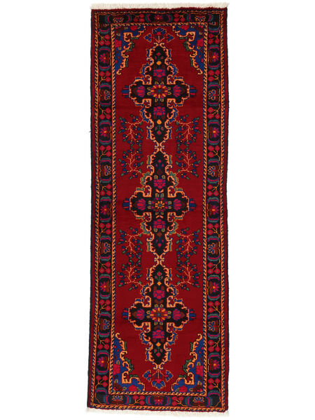 110X320 Tappeto Orientale Hamadan Passatoie Rosso Scuro/Nero (Lana, Persia/Iran) Carpetvista