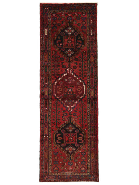  Hamadan Covor 110X332 Persan Lână Negru/Dark Red Mic Carpetvista