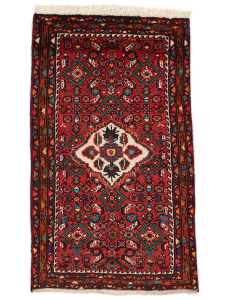 Dywan Orientalny Hamadan 71X122 Czarny/Ciemnoczerwony (Wełna, Persja/Iran)