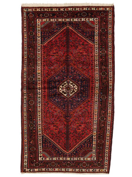  Persian Hamadan Rug 140X250 Black/Dark Red Carpetvista