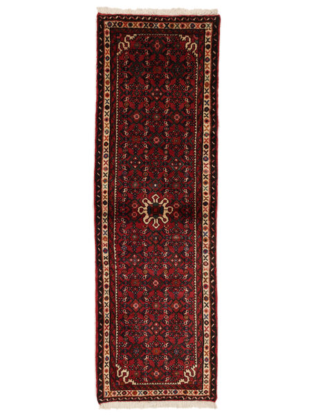  Persian Hosseinabad Rug 64X203 Black/Dark Red Carpetvista