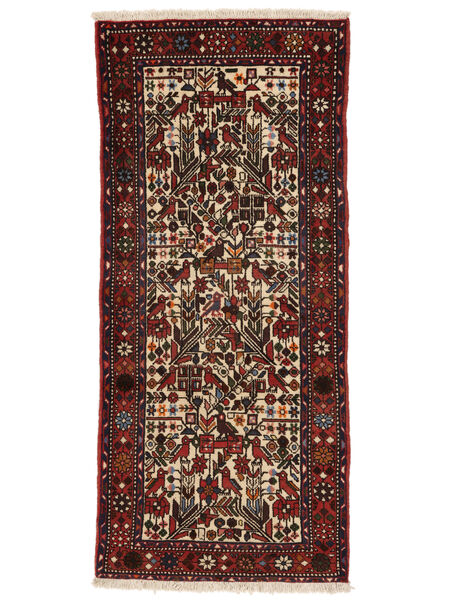  Perzisch Hamadan Vloerkleed 80X180 Zwart/Donkerrood Carpetvista