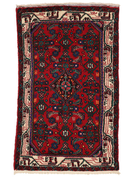 Hamadan Teppich 75X118 Schwarz/Dunkelrot Wolle, Persien/Iran Carpetvista