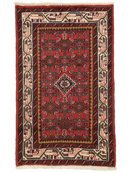  Perzisch Hamadan Vloerkleed 73X120 Zwart/Donkerrood (Wol, Perzië/Iran)